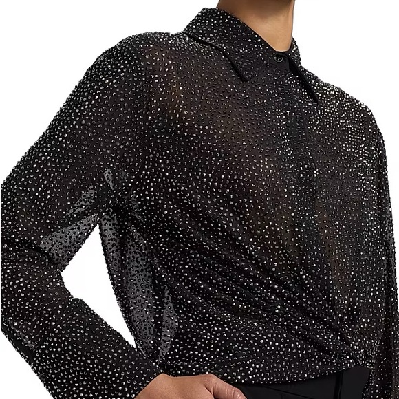 Alice + Olivia Crystal Embellished Oversized Button Down Size XS NWT - Picture 13 of 16